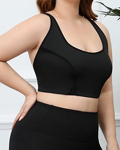Cordaw Wirefree Sports Bra For Big Breasts Women Plus Size Racerback Adjustable Straps High Support Medium Impact Athletic Bra No Padded, Black 40Dd #TOP7