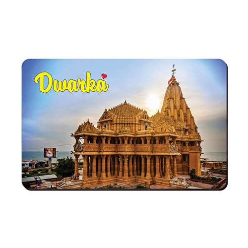 Image of Elegant Fridge Magnet with Themes |Rectangular Size Refrigerator Magnet with Magnetic Rubber Back | Pack of 1, 8.6cm X 5.4cm (Dwarka)