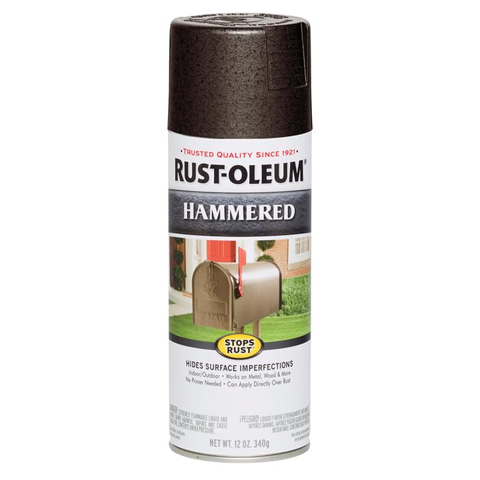 Image of Rust-Oleum Stops Rust Hammered Spray Paint, Dark Bronze | Rust Resistant, Indoor and Outdoor, Beautiful Finish on Metal, Wood and More, Sprays from Any Angle, 6 Pack