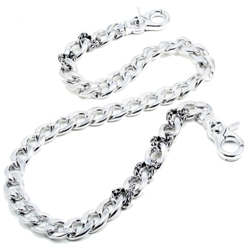 Double K Petal Skull Spiker Heavy Strong Biker Trucker Keychain Jean Wallet Chain CS119MLT3