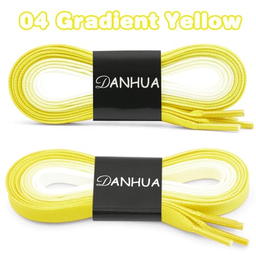 Image of Flat Colorful Shoelaces Gradient Rainbow Shoe Lace Shoestring 2 Pair