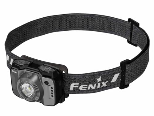 Fenix HL12R V2.0 Grey Rechargeable Outdoor Headlamp | 500 Lumen | 125m | 112 Hrs Max | 500 Lumen White Spotlight with Secondary 1 Lumen Red Beam | IP66
