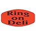 Ring On Deli Labels Fluorescent Red Grabber Grocery Store Labels Black Imprint - 1 3/8
