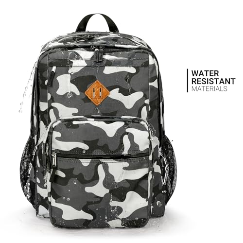 Image of ZORFIN 26L Backpack for College, and Travel: Water Resistant Bookbag - Camo Black