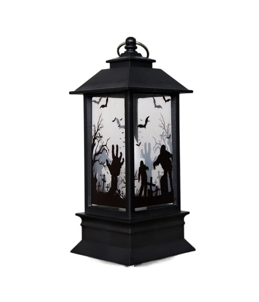 Lampion Dyni Wiszące oświetlenie latarni, zasilane bateryjnie bezpłomieniowa świeca LED Halloween latarnia Decorat na patio ogrodowym dziedzińcu Dekoracje Halloween(Ghost)