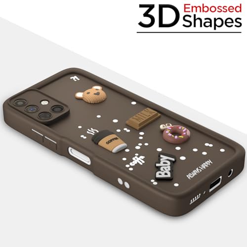 Image of Outlouders Back Cover for Samsung Galaxy M51 | Cute Fun Cartoon 3D Bear Silicone | Full Body Protection Bumper Case (Brown)