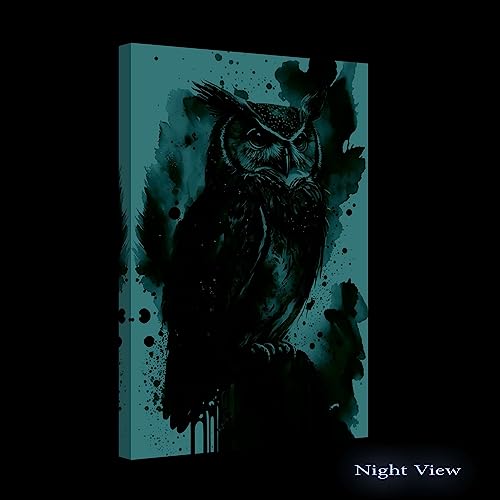 Startonight Canvas Wall Art - Colorful Watercolor Owl - Decoration Artwork Ready To Hang For Living Room Big Picture Home Wall Decor Print Modern And Contemporary Painting 24" X 36" #TOP1