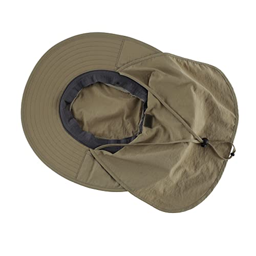 Image of Home Prefer Outdoor UPF50+ Mesh Sun Hat Wide Brim Fishing Hat with Neck Flap