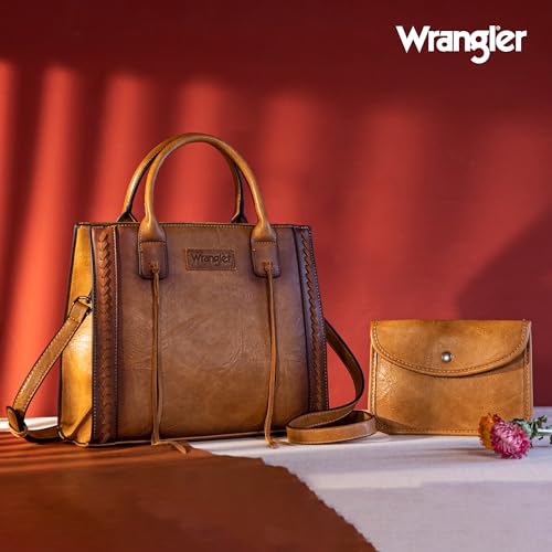Image of Wrangler Tote Bag for Women Western Cowhide Purse and Wallet Set