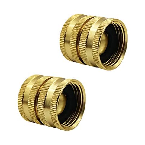 2 Pieces 3/4 Inch Garden Hose Adapter Aluminum Alloy Double Female Swivel Quick Connector Adapter with 4 Pieces Washers Swivel Coupling Connector for Male Hose to Male Hose Cover