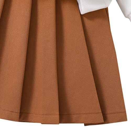 Image of Nivne Tco Toddler Girl Spring Fall Clothes - Fashion Letter Pattern Sweatshirt & Pleated Skirt - 2 Piece Cute Girls Suit