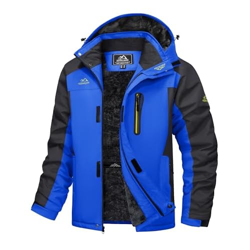 MAGCOMSEN Men's Winter Jacket Ski Snow Waterproof Fleece Coats Snowboard Warm Parka Raincoats with Hood 5 Pockets