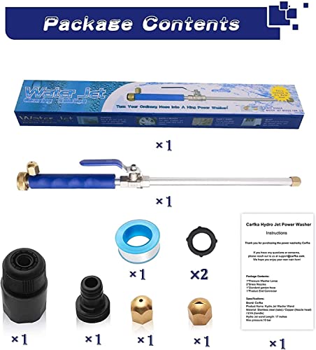 Carfka Hydro Jet Washer High Pressure Power Washer Wand Water Hose With 2 Hose Nozzle Auto Watering Sprayer Flexible Garden Watering Sprayer For Car Wash And Window Washing 17 Inch #TOP6