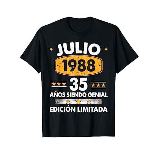 Hombre 35 Años Cumpleaños Regalo Hombre Julio 1988 Julio 35 Años Camiseta