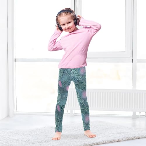 Green Snake Skin Glitter Girls Leggings Kids Yoga Pants Dance Active Tights 4T4