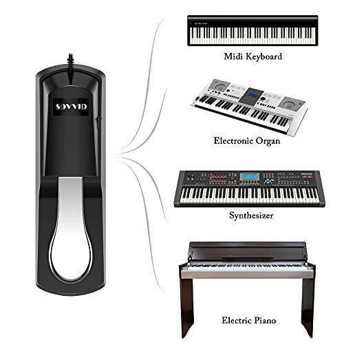 Image of ZIBUYU Digital Piano Pedal Sustain Universal Keyboard Pedal Sustain for Yamaha, Roland, Casio, Korg, Behringer, Moog Universal Pedal for Piano and Keyboard - Black