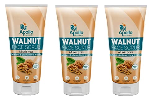 Apollo Walnut Face Scrub, 60gm - Exfoliating, Cleansing, Revitalizing, Nourishing, Even Toning - Face & Neck - Unisex - All Skin Types