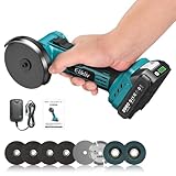 【改良軽量型】Elikliv ディスクグラインダー 充電式 ミニ電動グラインダー 小型 ブラシレスモーター搭載 外径75mm 内径10mm 最大回転数19,800rpm 砥石8枚付属 580g超軽量サンダー 金属の研磨・研削、表面仕上げ、サビ落とし、バリ取り、石材・木材の切断に最適 バッテリー・日本語取扱説明書付