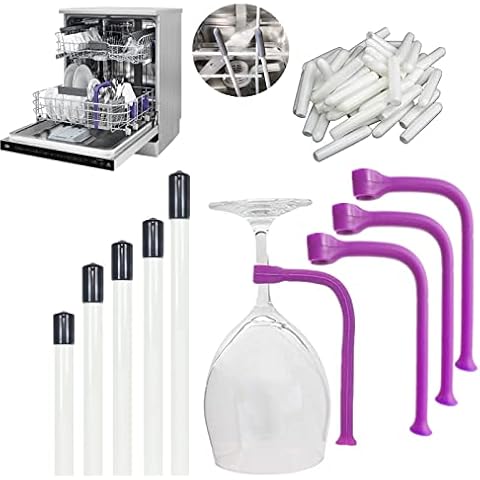 JinYu 24 Set Stemware Saver Stemware Holder Dishwasher Wine Glass Protector Dishwasher Attachment 28cm 24cm 21cm 17cm 11.5cm, Universal Dishwasher Rack Tine Repair End Cover Caps (purple set) Cover