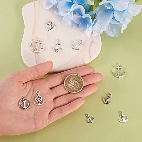 Airssory 100 Pcs 10 Styles Vintage Nautical Anchor Theme Charms Collection Bulk for Necklace Bracelet Jewellery Making and Crafting - Image 4