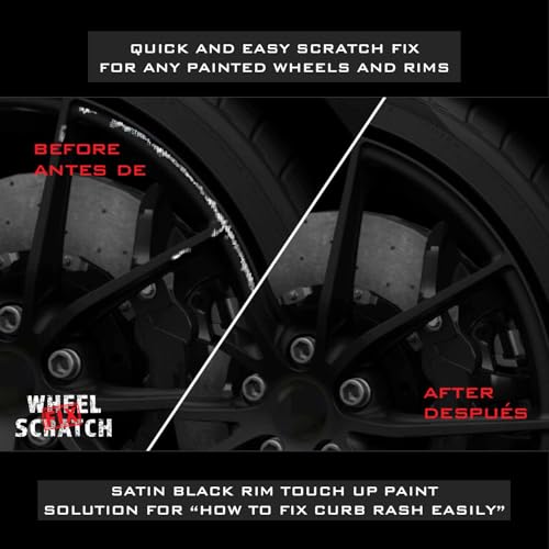 Wheel Scratch Fix® Matte Black Rim Touch Up Paint, Wheel Scratch Repair Kit, Alloy Curb Rash Repair Kit, Rim Touch Up Pen, Universal Wheel Paint, DIY Alloy Rim Repair (Satin/Matte Black)
