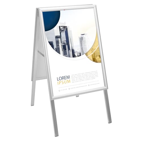 QWORK® A2 Porte Affiche, Support de Trottoir, Support D'affiche Résistant aux Intempéries, Panneau Publicitaire 59.4 x 42 cm