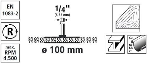 wolfcraft Nylondraht-Scheibenbürste, soft, ø100 mm - 2727000 - zum Reinigen und sanfteren Polieren von Holz und Blech - schonendes Arbeiten durch die feinkörnige Nylondrahtbestückung
