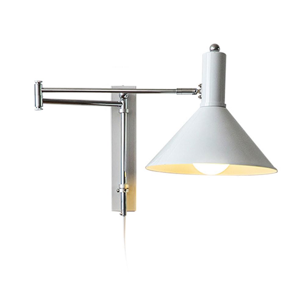 NHPJFDC Industrial Plug-in Wall Sconce with Swing Arm – Modern Bedside Reading Light Fixture for Living Room and Bedroom Decor – Stylish Mountable Lamps for Home