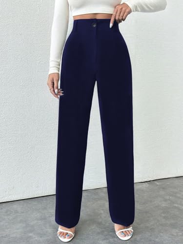 Image of Toochki Trousers for Woman Pants Women's Formal Office Korean | Black Track Pant | Straight | Cotton Spandex Stretchable Trouser | High-Waisted Bottom Wear