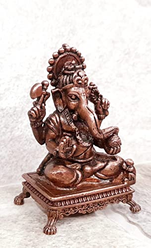 Image of Copper Idols, 2.4 inches, Copper Handmade Ganesh, 115 Grams, Patina Antique Finish, Pack of 1 Piece