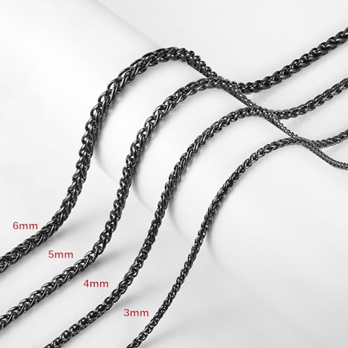 Image of HZMAN 3.0 mm Stainless Steel Wheat Silver Chain Necklaces for Men & Women 16 inch -36 inch