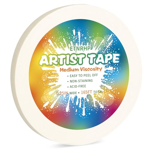 ETNRHP White Art Masking Tape for Watercolor Paper Borders, 0.25in 165ft