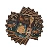 Rustic lodge bear moose deer placemats set of 6 vintage cabin pine cone place mats heat resistant non slip cotton linen dining table mats for home party kitchen 12x18inch  urban country home decor