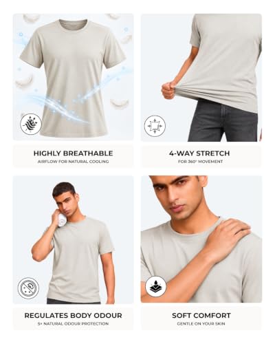 Image of Wellbi Bamboo Men's Tshirt - Ultra-Soft, Breathable & Sustainable | Premium Cotton Blend for Supreme Comfort | Stylish & Eco-Friendly T-Shirt for Men | Tshirt Men Cotton