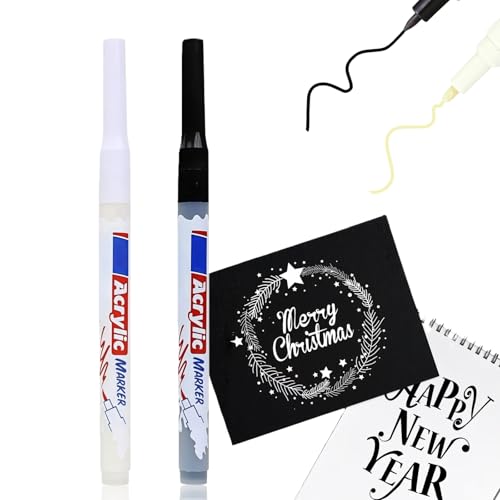2PCS Fabric Pens for Clothes Black & White Laundry Marker Pen Set White Marker Pen for Dark Materials & Black Fabric P/en Waterproof Marker P/en for Clothing Art Painting & Labelling Widely Use
