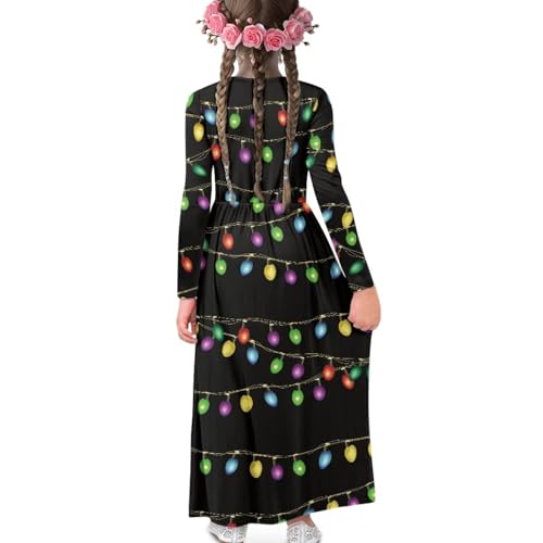 RMMEIYUE Girls Long Sleeve Dress Stretch Casual Swing Dresses Twirly A-line Skater Dress for Holiday Party 5-14 Years2