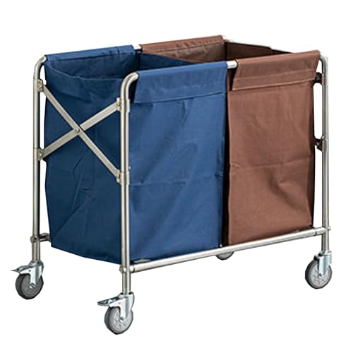 Cesta plegable para la ropa sucia con ruedas, marco de acero inoxidable, tela Oxford impermeable, 3 compartimentos, gran capacidad (87 x 81 x 52 cm) para una fácil gestión de la colada.