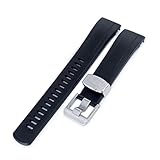 22mm Crafter Blue Rubber Watch Band, Color Black, Curved Lug for Seiko Samurai SRPB51