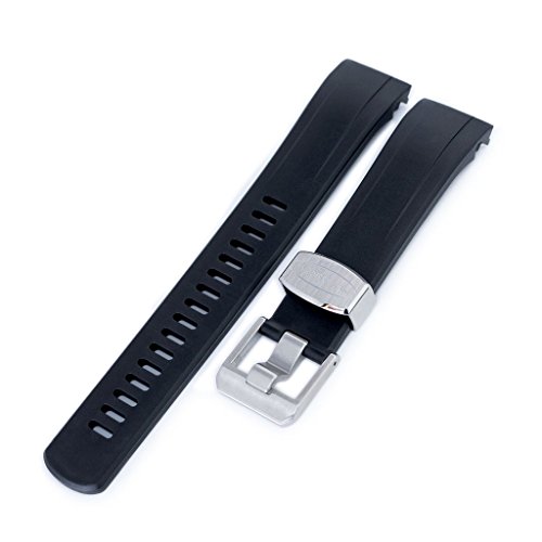 Crafter Blue 22mm Black Rubber Watch Band for Seiko Samurai SRPB51 SRPB09 SRPB53