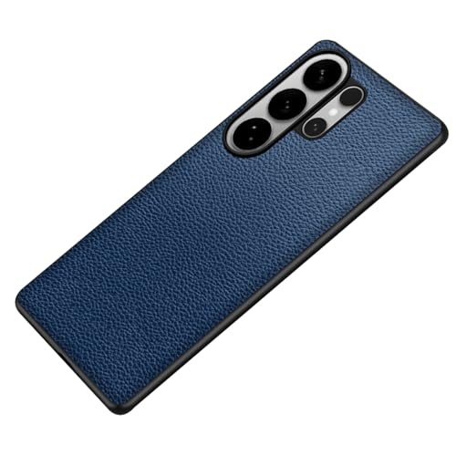 Étui en cuir pleine fleur pour Samsung S26 bleu élégant