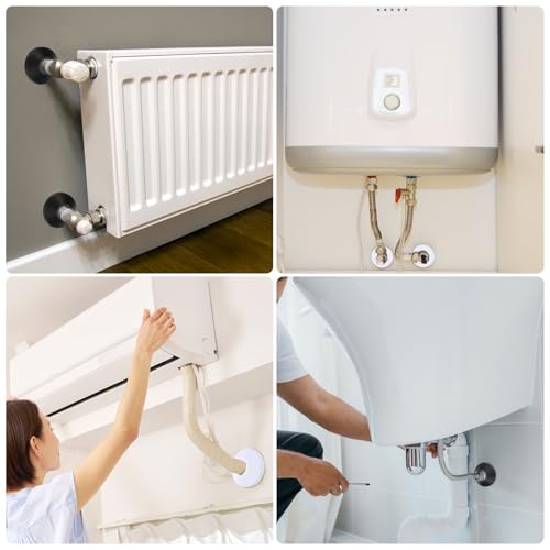 PATIKIL Rohrabdeckung Wasserrohrabdeckung Dekoration Rohrmanschette 1,97/50mm, 3 Stück Flansch PP Kunststoff Abflussrohrabdeckung Rosetten für Heizkörperrohre Wandrohrrohr Dekor, Weiß