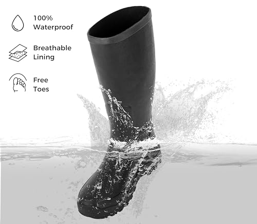 Ubon Rain Boots for Men Waterproof Rubber Boots Outdoor Work Garden Boots3