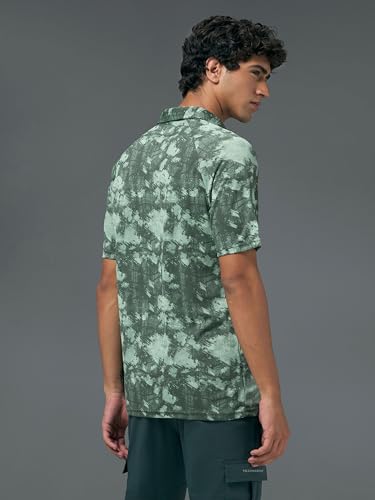 Image of TECHNOSPORT Mens Slim Fit All Over Print Half Sleeve Polo T-Shirt with UPF50+, Quick Dry for Regular Use