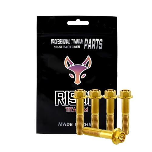 Image of Rison Titanium Bolts Titanium Flanged Hex Head Bolt M6x1.0x25mm 6AL4V Aerospace Grade Ti Bolt Gold Titanium Bolt for Motorcycle Car Modification Pack of 5