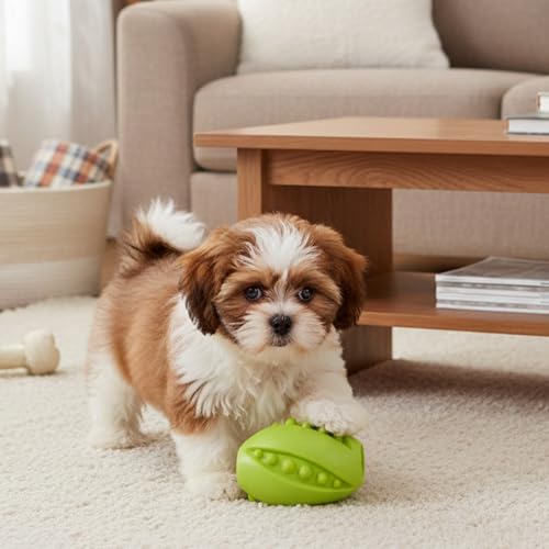Image of Amazon Basics Treat Dispensing Dog Toy Combo | Squeaky Ball & Interactive Bone | Durable Rubber | Mental Stimulation & Teething | for Puppies & Small Dogs