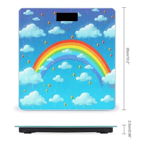 Báscula digital de baño con diseño Rainbow Clouds Raindrop miniatura 2