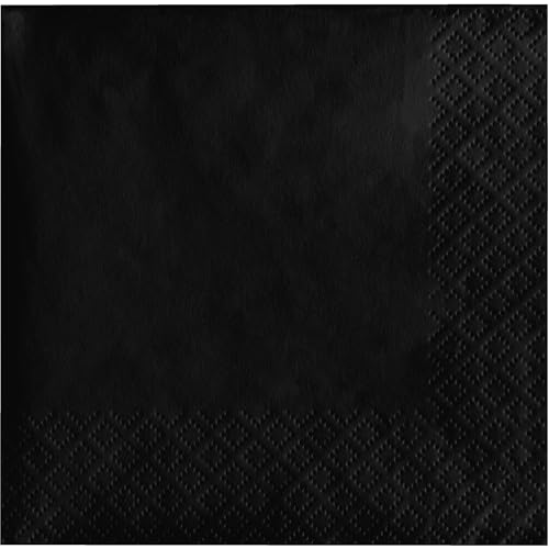 Creative Converting 3-Ply Paper Beverage Napkins, Black Velvet Color, 50 Count
