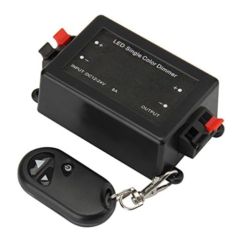 BZONE DC 12-24V LED Single Color Light Strip Wireless RF Remote Controller Dimmer for SMD 5050 3528 Single Color LED Strip Light Rope Lights, Black Cover