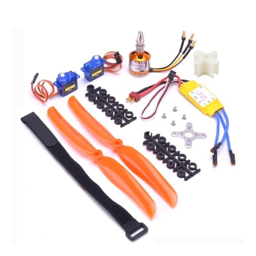 A2212 2212 1400KV 2200KV ブラシレスモーター 30A ESC SG90 9G マイクロサーボ 6インチ/8インチプロペラ RC固定翼飛行機ヘリコプター用(1400KV Tplug 2servos)