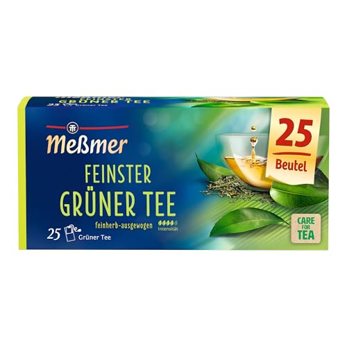 Meßmer Feinster Grüner Tee | Herb-frisch | 25 Teebeutel | Unfermentiert & aromatisch